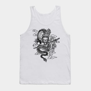 Black and White Chinese Dragon Tank Top